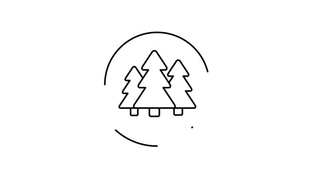 forest animated outline icon with alpha channel. forest rotation appearance 4k video animation for web, mobile and ui design