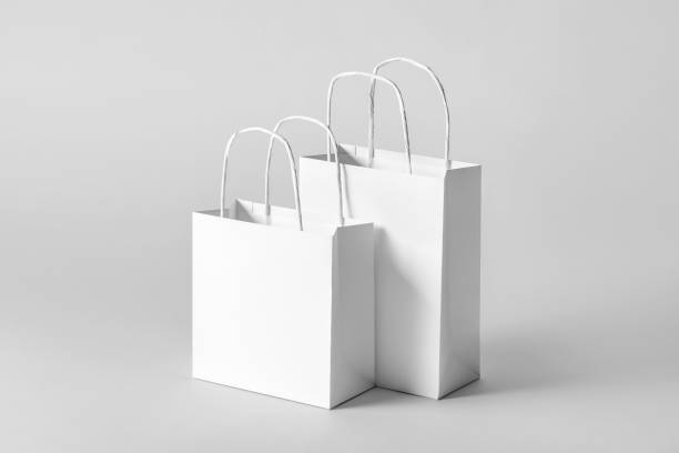 istock Blank white paper bag, shopping bag 2148521888