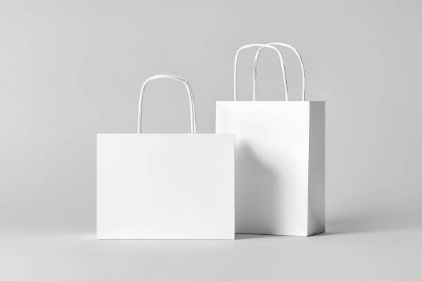 istock Blank white paper bag, shopping bag 2148521889