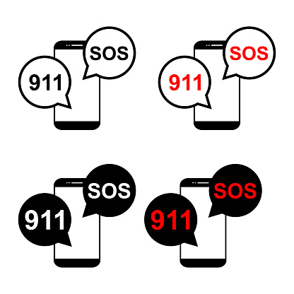 Set of SOS help icon, safety support alert design, save vector illustration .