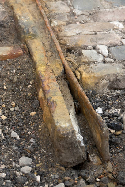 istock Early trolley train tracks uncovered by construction downtown Denver Colorado 2148524749