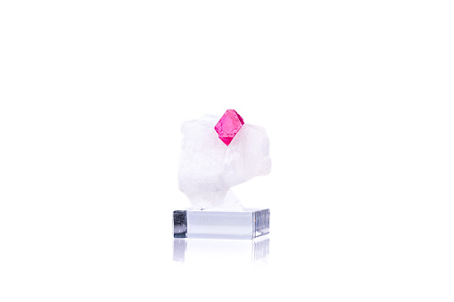 gemmy spinel photography isolated on white blackground. From Mogok Township Pyin-Oo-Lwin District Mandalay Region Myanmar