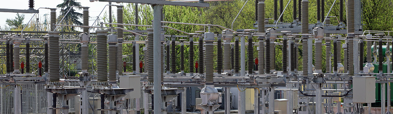 High-voltage power plant switches that provide electricity to the city