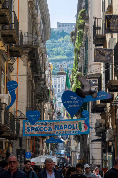 Naples, Italy –  San Gennaro painting at Forcella Square in the city center of Naples, another work of Jorit, a famous Italian street artist