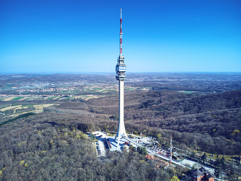 Majestic veru tall radio tower  Avala in Belgrade, Serbia