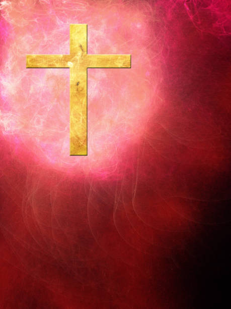 istock The cross on an abstract background with little flames 2148532466