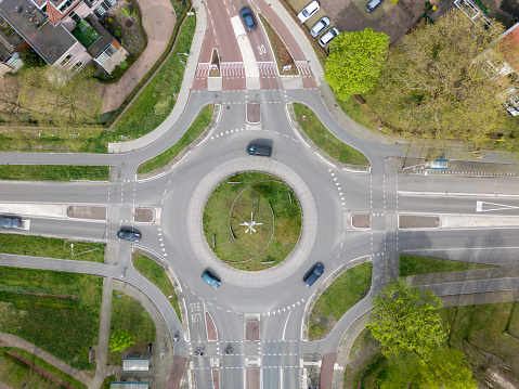 Top view of a large roundabout in Putten in the Netherlands