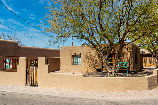New Mexico Pueblo style residential homes in Mesilla