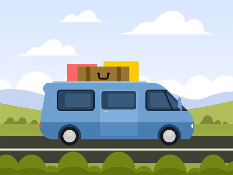 Vector Berlibur Camper Van Vector Ilustrasi Stok - Unduh Gambar Sekarang - Bagasi - Tas ...