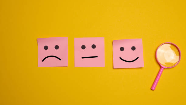 istock Drawn faces with different emotions on a sticker. Rating and quality assessment 2148538576