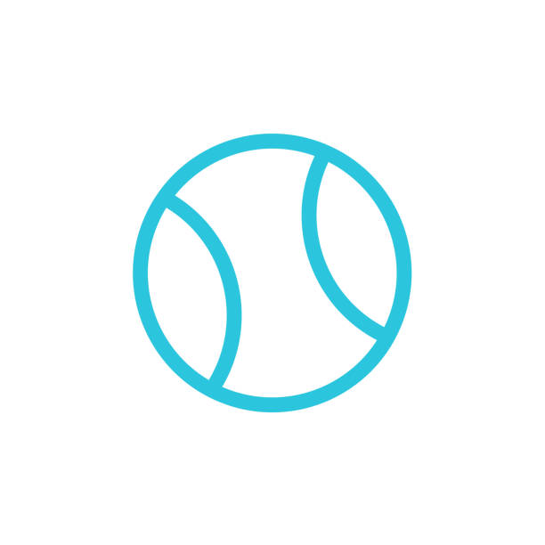 tennisball. isoliert auf weißem hintergrund. aus blauem icon-set. - tennis court tennis ball table tennis stock-grafiken, -clipart, -cartoons und -symbole