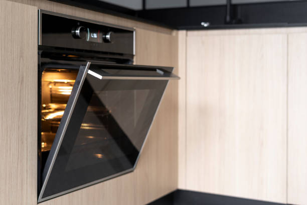 istock Empty electric oven with hot air ventilation and light inside 2148543237