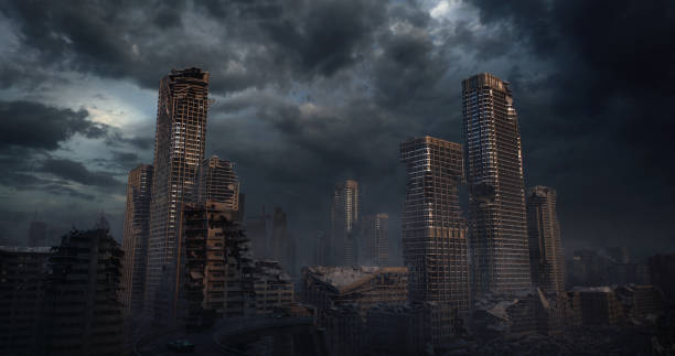 istock Dusk Over Abandoned Skyscrapers 2148545861