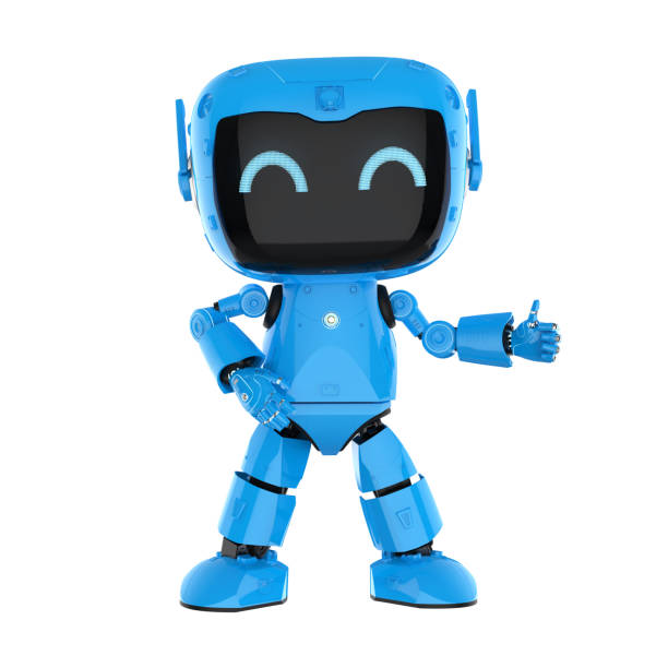 AI Robot Coming out of Neon Frame, Artificial Intelligence Robot Concept. Digitally generated image. 3d render.