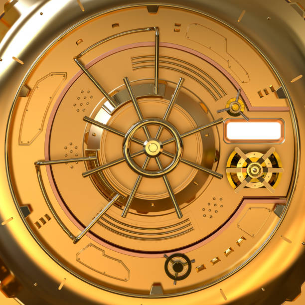istock Golden bank vault close up 2148549470