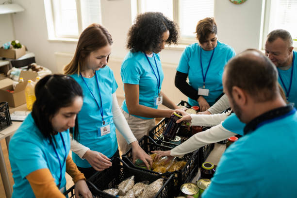istock Working as a team in a donation center 2148549545