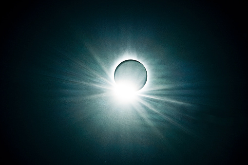 Longer exposure of the Diamond Ring phase C3 that occurs during Totality of the Total Solar Eclipse, 2024, Indiana, USA
