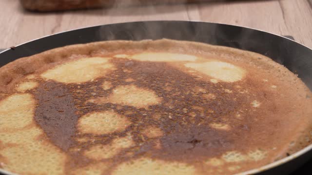 Close-up of pancake surface.