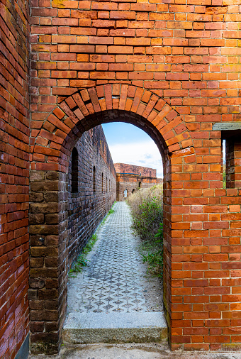 Pathway Inside The Curtain Wall, Fort Clinch State Park, Amelia Island, Florida, USA