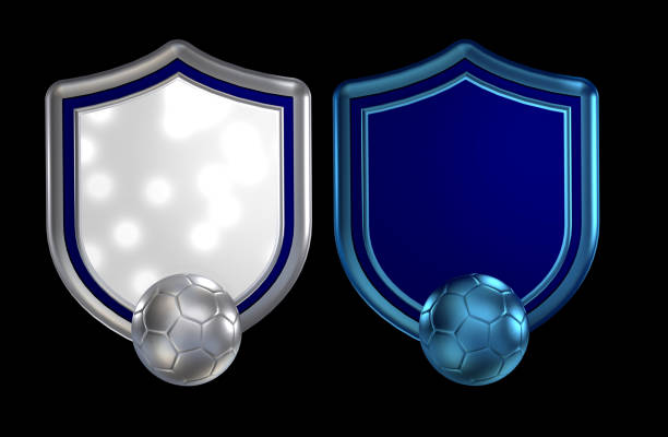 3D templates to write soccer-related texts. Silver and metallic royal blue color.