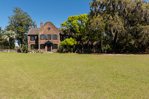 CHARLESTON, SC, USA - March 30, 2024: Main house Middleton Place is a plantation in Dorchester County, directly across the Ashley River from North Charleston, in the U.S. state of South Carolina.