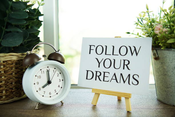 istock Follow your dreams text message, inspiration motivation concept 2148561203