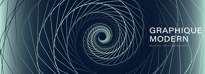 Dark abstract vector design, background, poster, wallpaper. Movement, acceleration, waves, volumes, vortex, spiral, tunnel