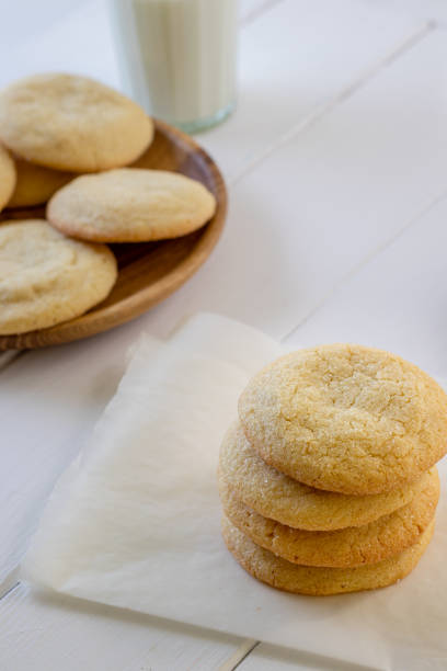 istock Delicious sugar cookies on wooden table, closeup 2148566614