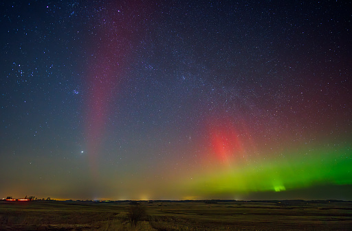 SAR arc - a phenomenon known as Stable Auroral Red arc. Panoramic photo.