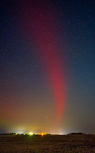 SAR arc - a phenomenon known as Stable Auroral Red arc. Panoramic photo.