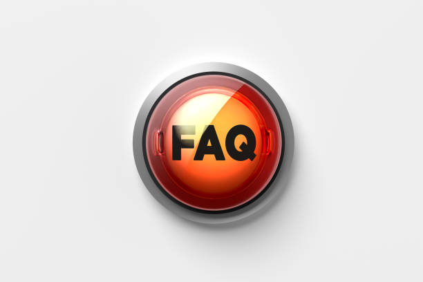The acronym FAQ frequently asked question on a push button isolated on white background. 3D render.