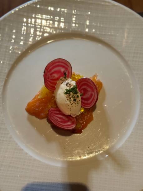 istock Salmon Sashimi with Beets and goat cheese 2148571007