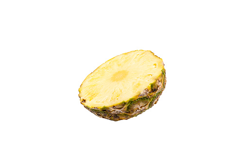 Pineapple cross section isolated on white background. ananas comosus
