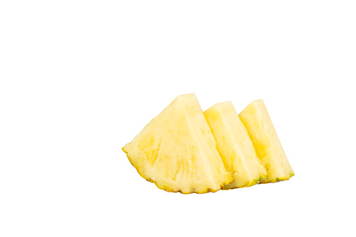 Pineapple slices, pineapple cross section. Ananas comosus isolated on white background