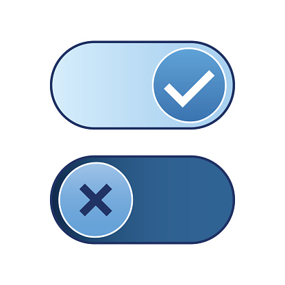 Start and shut down the system. Turn on, off slider, adjusting control. Setting or preference in application. Change status. User setting buttons, switch to on or off position. Signs for control panel