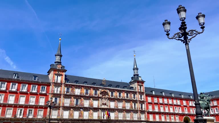 MADRID, SPAIN 10 April 2024: Plaza Mayor in Madrid, a major tourist landmark in central Madrid