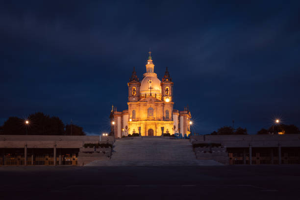 istock Sameiro sanctuary at night, located in Braga, Portugal 2148576506