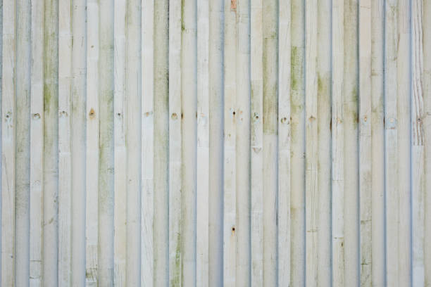Part of an old pale blue wooden wall.