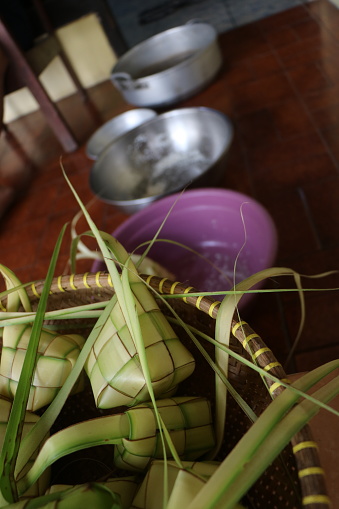 Ketupat shells are ready to be filled as a dish on the Eid al-Fitr holiday in Indonesia