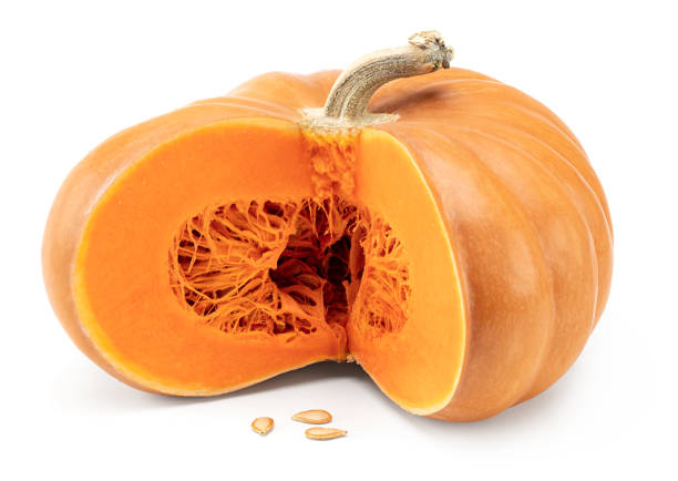 istock piece of pumpkin isolated on white background. clipping path 2148578841