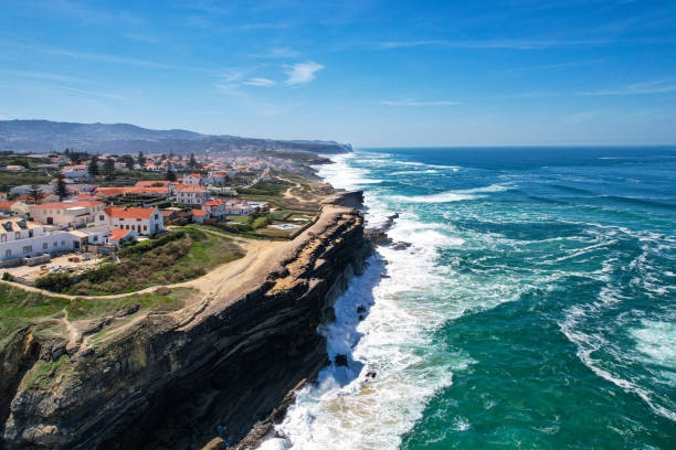istock Fishing village on cliff 2148581025