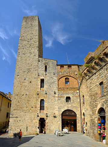 The streets of the old medieval town of San Gimignano, Tuscany, Italy, World Heritage Site by UNESCO