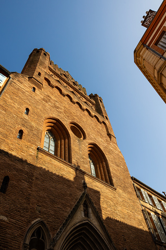 Bell-gable in red bricks of the Church of Notre-Dame-du-Taur in Toulouse