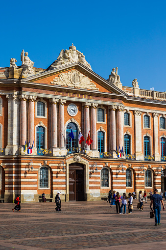 Famous Place du Capitole, in the center of Toulouse, with its town hall