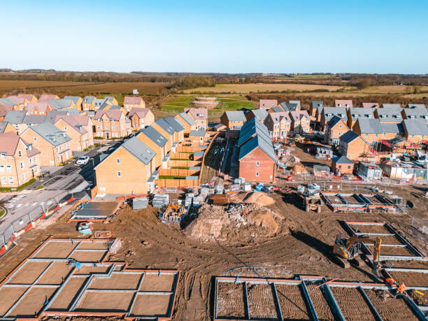 istock Drone view of new housing development being built in the UK 2148582783