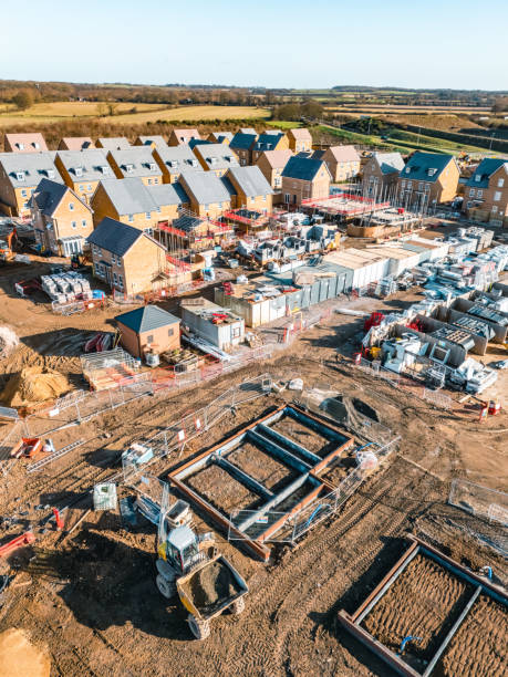 istock Drone view of new housing development being built in the UK 2148582787