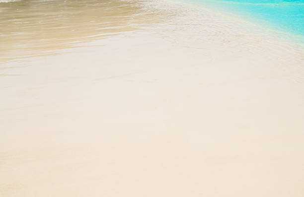 Sand Background Beige Beach Sea with Wave Water Smooth Texture Surface Shore Island at Coast, Calm Nature Yellow Summer Tropical Card Travel Tourism Holidays Mockup Beauty Cosmetic, Coastline Backdrop