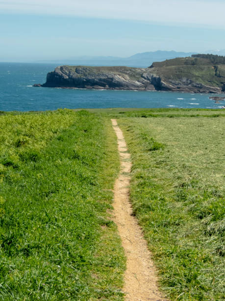 istock Narrow footpath between green pasture and ocean cliff. 2148586164