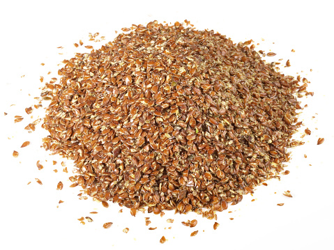Flaxseeds on white Background