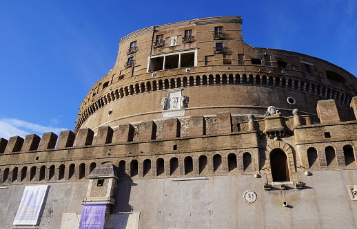 February 24, 2024, Rome, Italy. View of the Castel San’t Angelo fortress, former mausoleum of Roman Emperor Hadrian